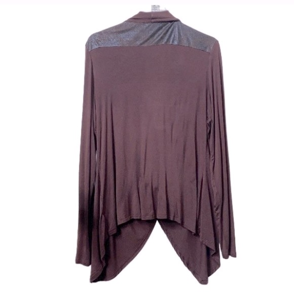 Patrizia Luca Blouse Asymmetrical Draped Cowl Neck Brown Zip detail size XL - Picture 7 of 17